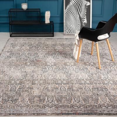 KALATY Graphite/Earth Transitional Abstract Area Rug
