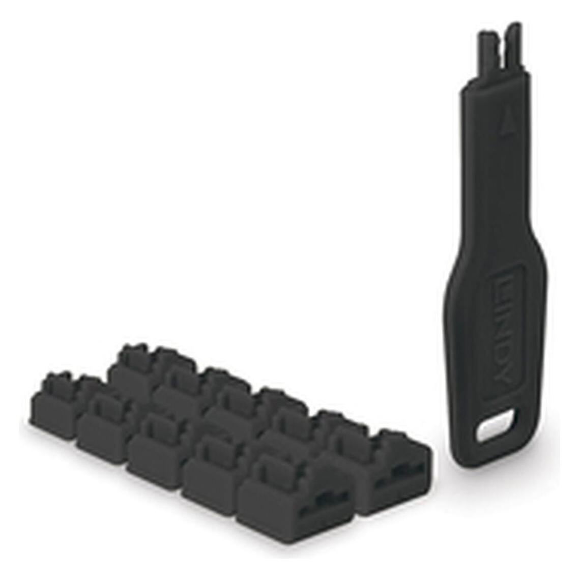 Lindy RJ45 Port Schlösser SCHWARZ 10 Stck+ 1 Schlüssel (47891) (47891)