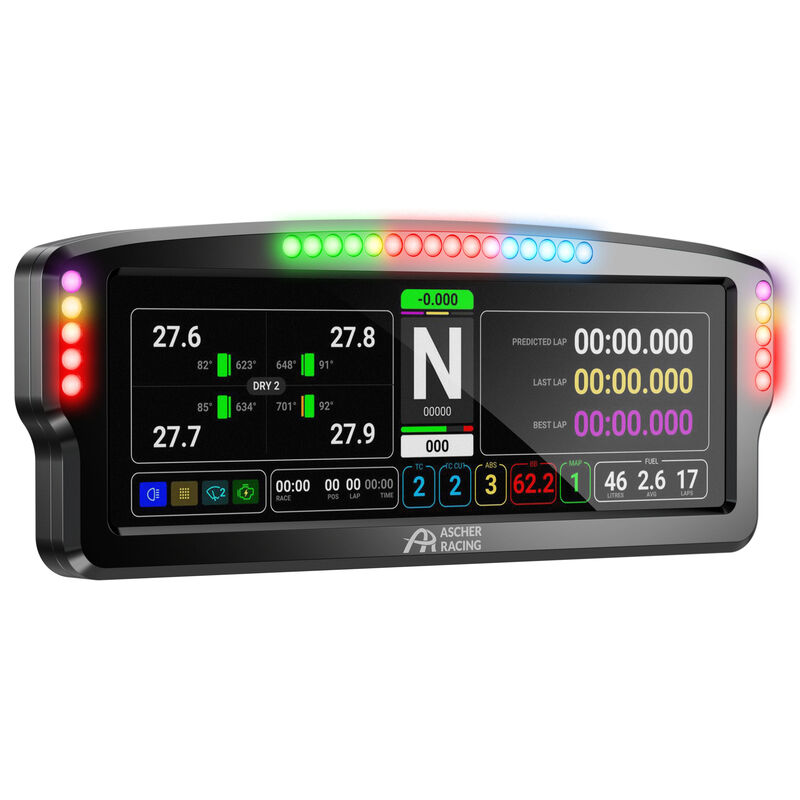 Ascher Racing Dashboard, 7,85" Zoll LCD-Touchscreen, 26 RGB-LEDs - schwarz
