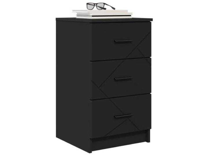 KTHLBRH Nachttisch Schwarz 38 x 38 x 66 cm Holz mehrschichtig Minimalistisches Design für Schlafzimmer mit Ablage, moderner Nachtschrank