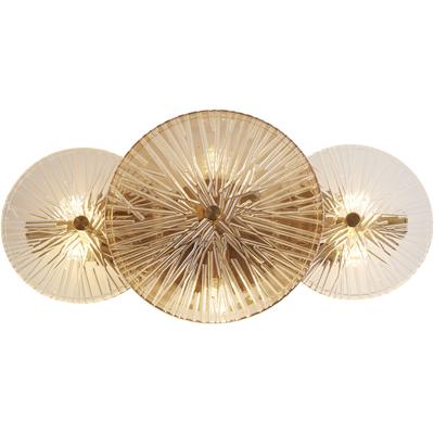 SEARCHLIGHT Wandleuchte "Wagonwheel Wandleuchte/Deckenleuchte-Bronzemetall, klar, Bernsteinglas", gold (messingfarben), H: 11,5cm, 1 Stk., Leuchten, Wandleuchte