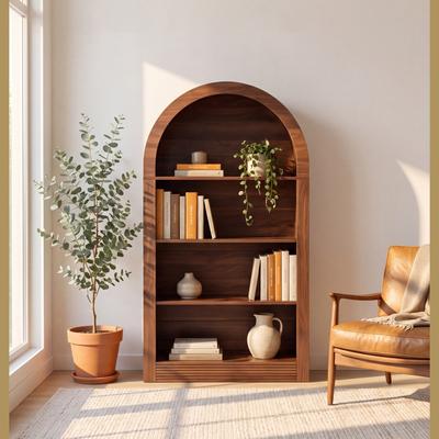 Kodotan sofa Arched Bookshelf 47.6 Inch Bookshelf, 4-Tier Bookcase, Arched Bookcase, Arch Bookshelf - Modern Bookshelf with Open Storage