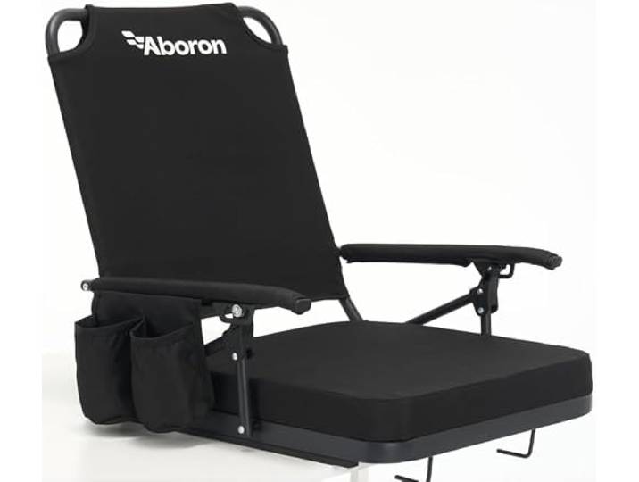 Premium Stadionsitz für Bleicher mit Rückenstütze, 3-fach neigbar Gepolsterter Bleacher Stuhl mit hoher Rückenlehne, Armlehnen, Getränkehaltern und Tragegurt für Sportveranstaltungen