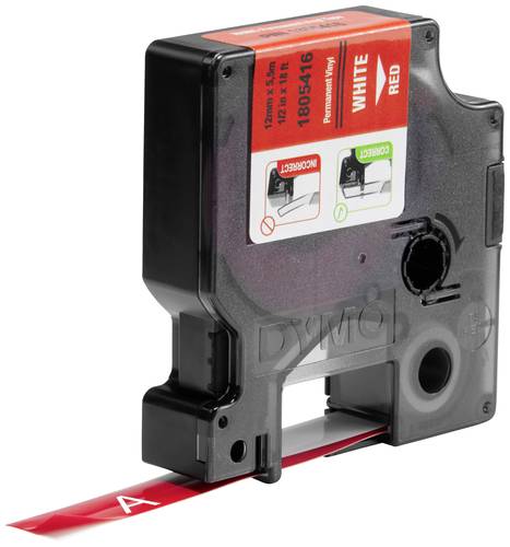 DYMO IND RHINO 1805416 Vinyl Bandfarbe: Rot Schriftfarbe:Weiß 12mm 5.5m