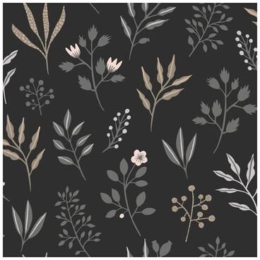 ESTA Home Cynara Charcoal Scandinavian Floral Wallpaper - 20.9 x 396 x 0.025