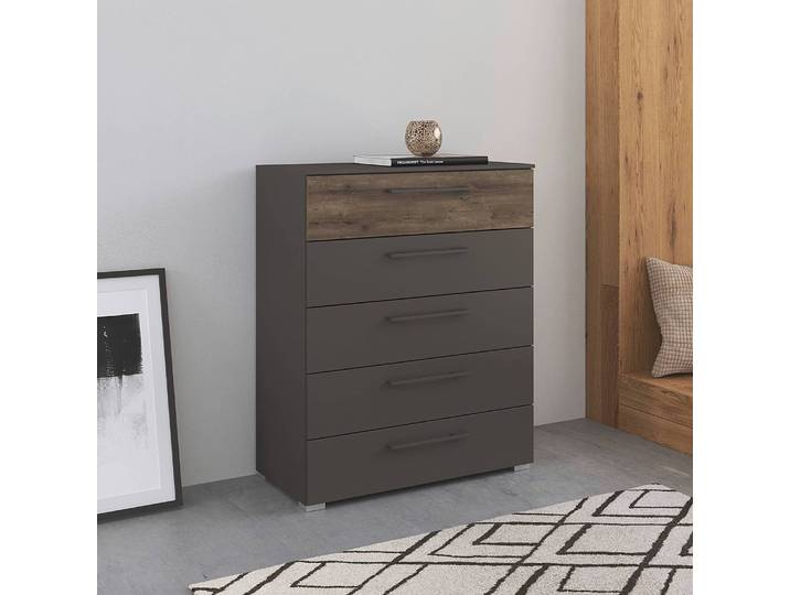 Kommode Luana 80 x 100cm Schwarz/Graphit