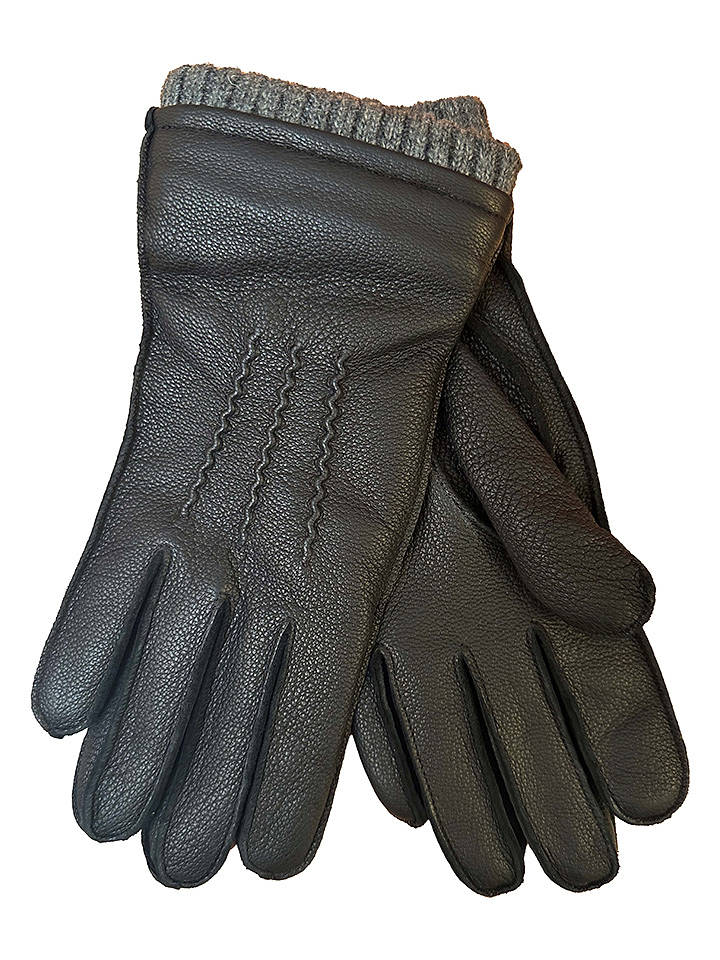 Kaiser Naturfellprodukte Leder-Fingerhandschuhe in Schwarz - 10