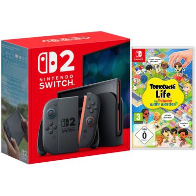 NINTENDO SWITCH 2 Konsolen-Set "Switch 2 + Tomodachi Life: Wo Träume wahr werden", schwarz, B:27,2cm H:16,6cm T:1,39cm, Spielekonsolen