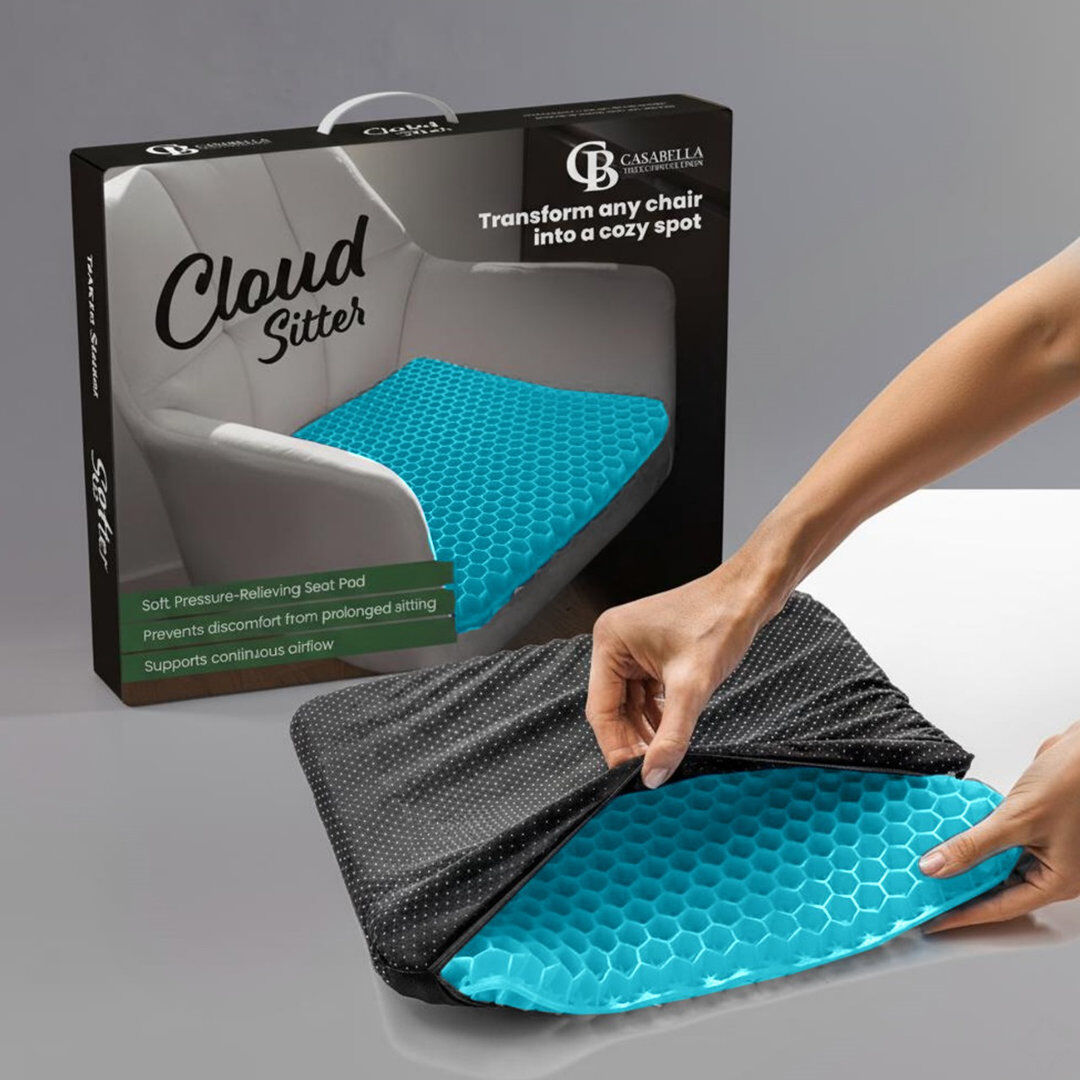 17 Stories Casabella Gel Seat Cushion for Back Pain Relief - Honeycomb Orthopaedic Cushion for Sciatica & Coccyx Pain - Non-Slip, Breathable Office Chair & Car S Grey 36cm W