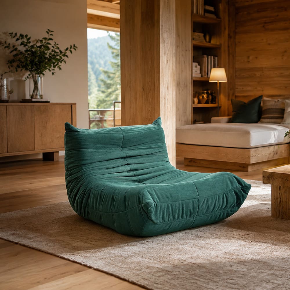 Concept Usine Fauteuil compressé en velours vert Vert 100x75x105cm