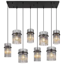 Pendelleuchte Hängelampe Deckenleuchte Esszimmerlampe Glas Rauchfarbe 8-Flammig