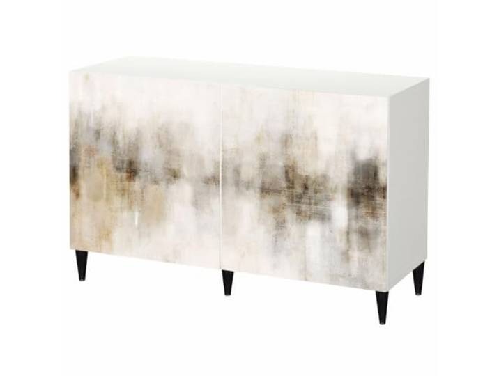 LUMASOUL Kommode weiß mit Bedruckte Türen 120x75 cm Abstrakt Designer Sideboard für Wohnzimmer & Schlafzimmer & Flur