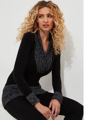 Plus Size Women's Button Cable Sweater by Joe Browns in Black (Size S)