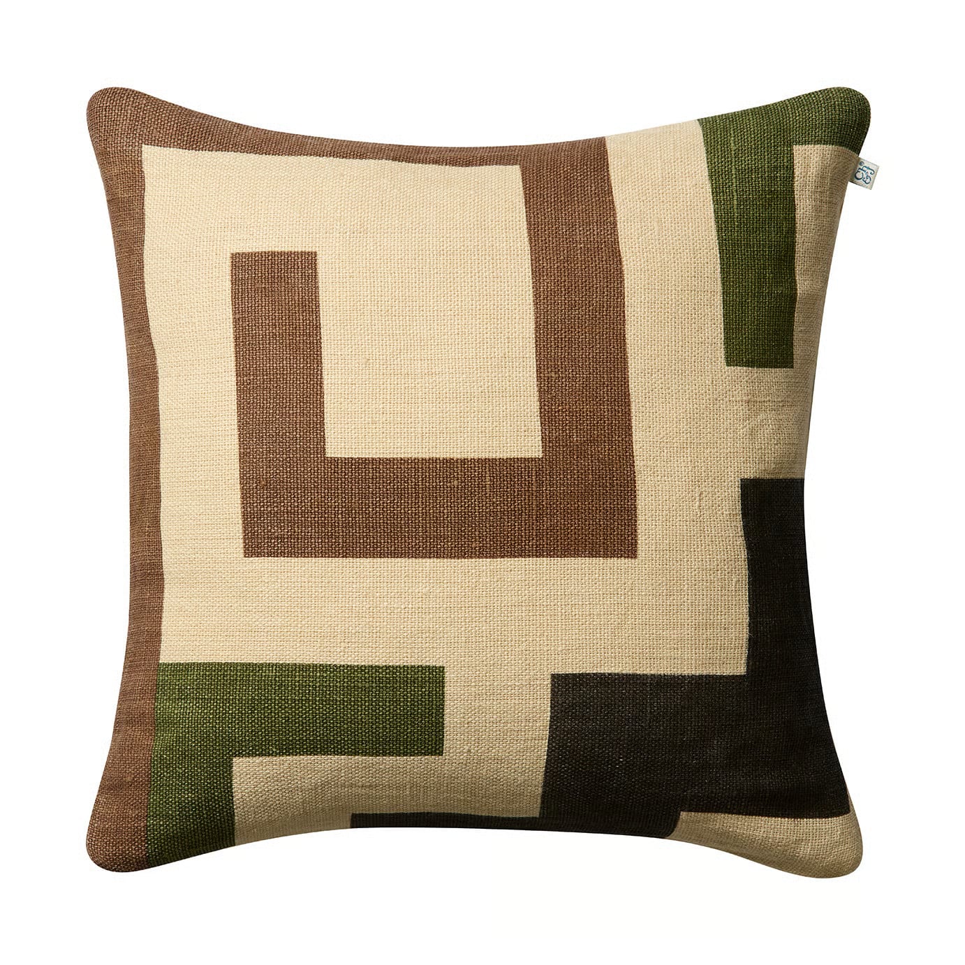 Chhatwal & Jonsson Aman kussenhoes Taupe-cactus green-brown 50 x 50 cm