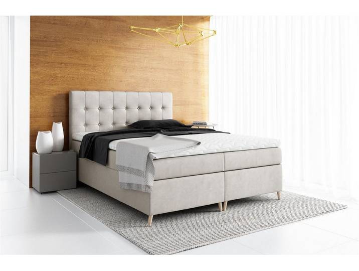 Fun Möbel Boxbett Schlafzimmerbett GABIN in Stoff Jasmine (inkl. Bettkästen, inkl. Kaltschaumtopper)