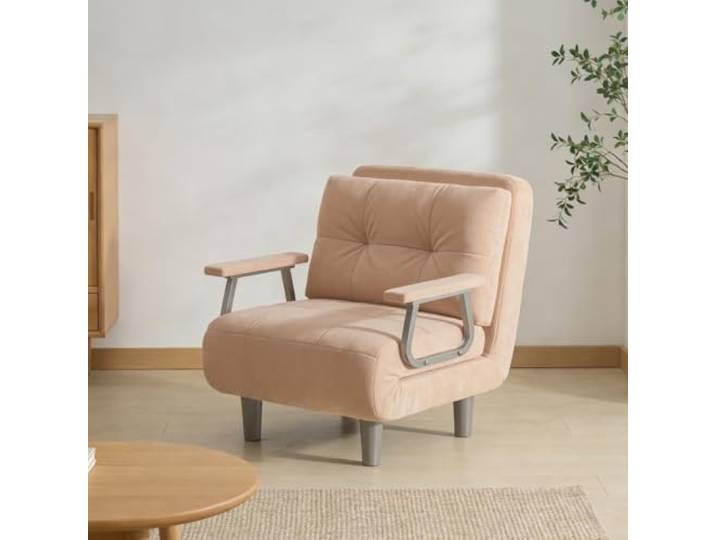 Fabulcozy Sessel Ausklappbar, 1-Sitzer Schlafsofa 4-in-1 Schlafsofa Ausziehbar, Rückenlehne, verstellbar, 5 Positionen Mit Kissen, 60 x 58 x 77 cm