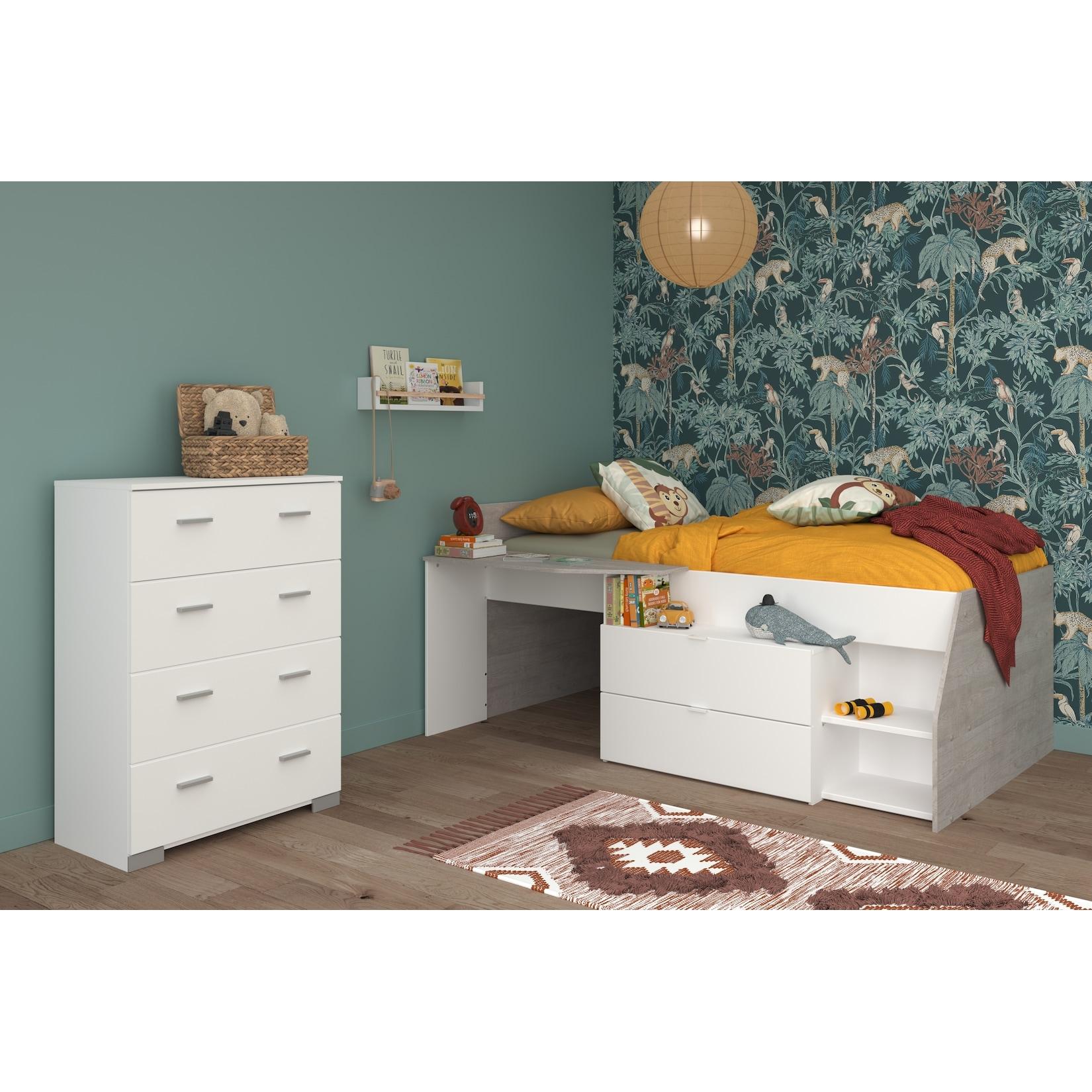 Parisot Kinderzimmer 2-teilig "Milky 16" Weiß / Grey Loft