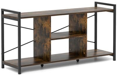 Costway TV Stand for 55 Inch TVs Industrial Entertainment Center-Rustic Brown