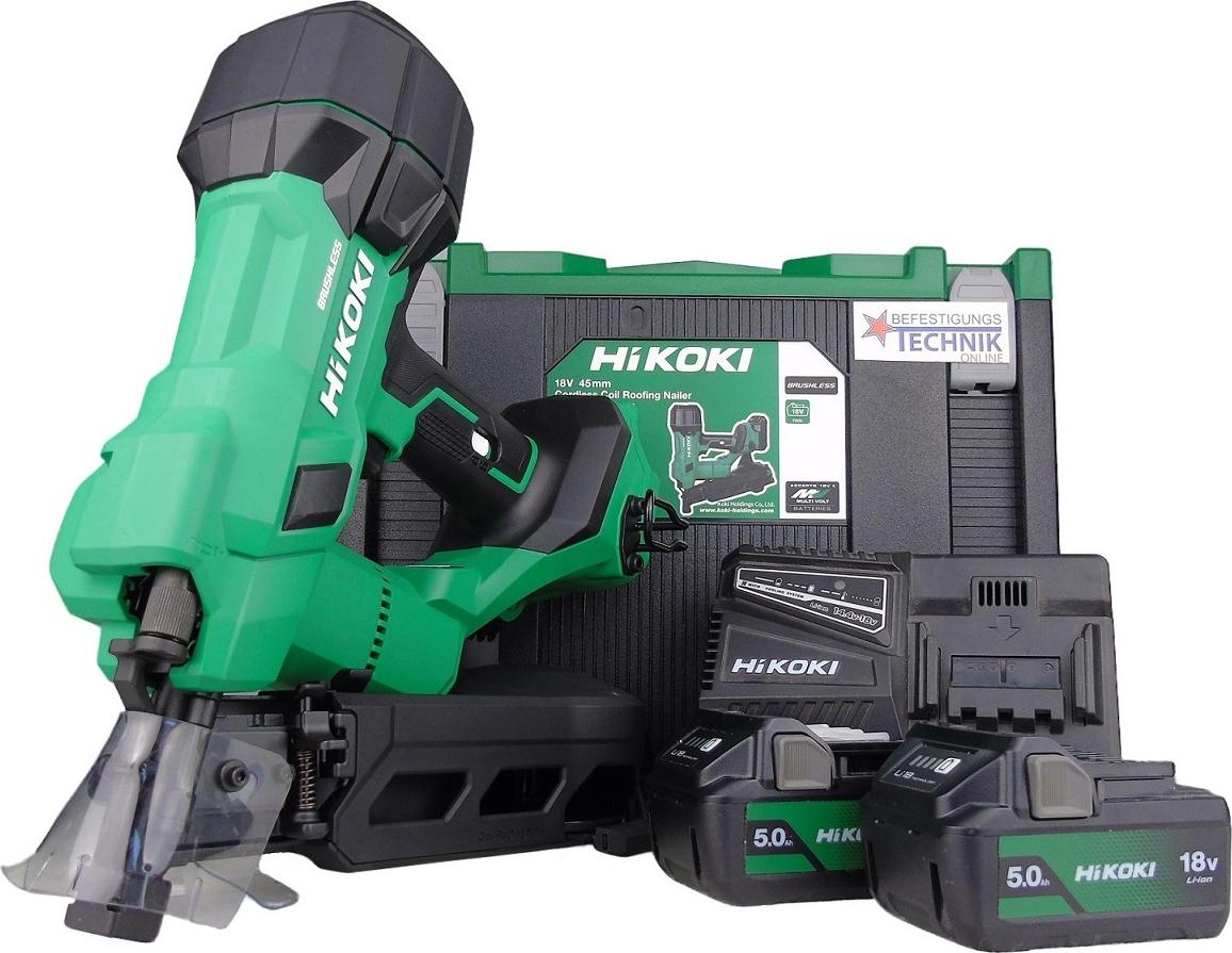 Hikoki Akku Dachpappnagler NV1845DA 25-45mm 18V 2x BSL1850MA für Dachpappnägel HSC4