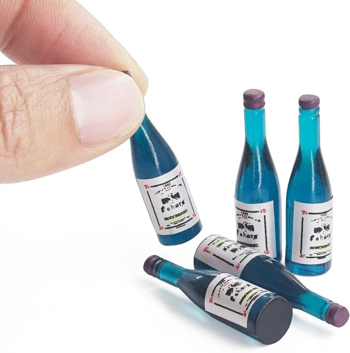 Miniatuur Wijnflessen Lichtblauw - Poppenhuis Accessoires voor Modelbouw Schaal 1:12