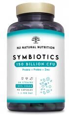 N2 Natural Nutrition Symbiotics 150 Probio Prébio et Zinc 60 Capsules - Pot 90 capsules