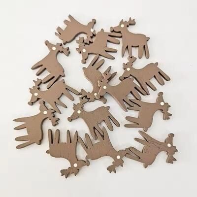 Inspire Select 50 Piece Christmas Wooden Buttons Set Assorted Decorative Embellishments For Sewing And DIY Decor c 50 Pcs