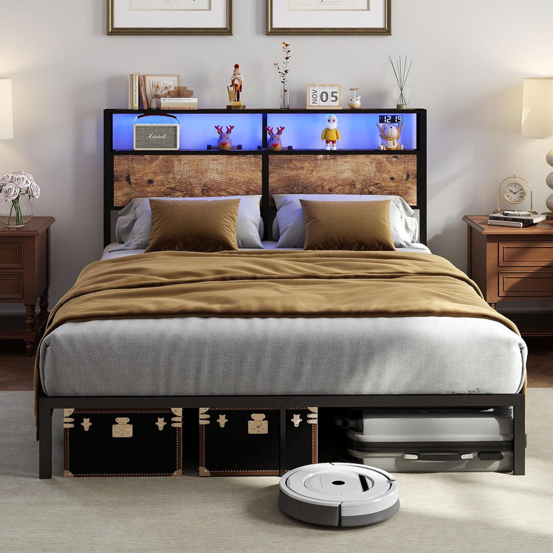 Rosalind Wheeler Metal Bed Brown Kingsize (5')