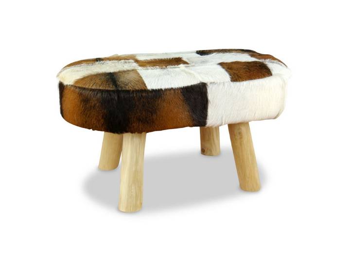 livasia Bettbank Ziegenfell - 80x53x42cm - Echtleder Sitzbank mit Massivholz aus Java