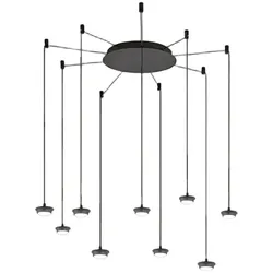 9-flammige LED-Pendelleuchte aus Aluminium und mattschwarzem Metall, modernes rundes Design, 45 W, 3000 K, hohe Lichtausbeute – Perenz