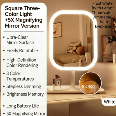 Fusion Finds Glow Ease LED Makeup Mirror With 3 Color Lights & Touch Control Portable Vanity Mirror white