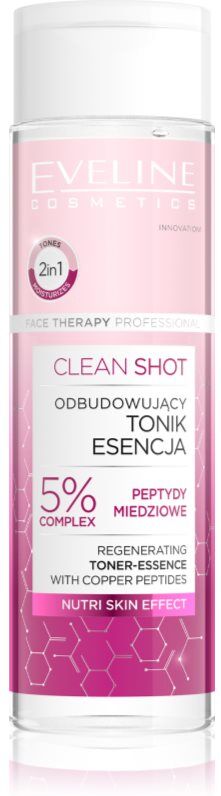 Eveline Cosmetics Clean Shot 5% Copper Peptide Complex revitalising toner 200 ml