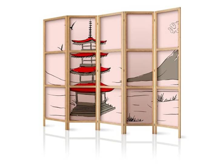 framed concept - Paravent Raumteiler aus Holz 225x172 cm, 5-teilig, einseitig, im orientalischen Stil