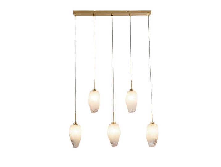 Hängeleuchte Rocky, Klar, Messingfarben, Metall, Glas, 11x120x78 cm, Europäischer Sicherheitsstandard, höhenverstellbar, Lampen & Leuchten, Innenbeleuchtung, Hängeleuchten, Pendelleuchten