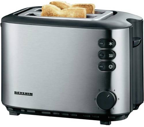 Severin AT 2514 Toaster mit eingebautem Brötchenaufsatz Edelstahl (gebürstet), Schwarz