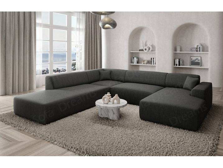 Sofa Dreams Wohnlandschaft Designer Strukturstoff Sofa Mallorca U Lounge Stoffsofa Modern, Lounge-Sofa