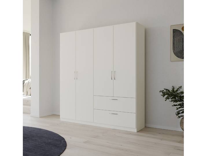 Kleiderschrank Drehtürenschrank Quadra-Spin , mit Schubkästen , alpinweiß , verschiedene Größen