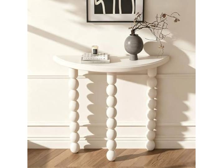 LJWFZBD Massivholz Konsolentisch, Schmaler Flurtisch mit Retro-Design Massivholz, Schmales Profil, Retro-Stil, Flur & Eingang, Platzsparend(White,31.5 (80cm))