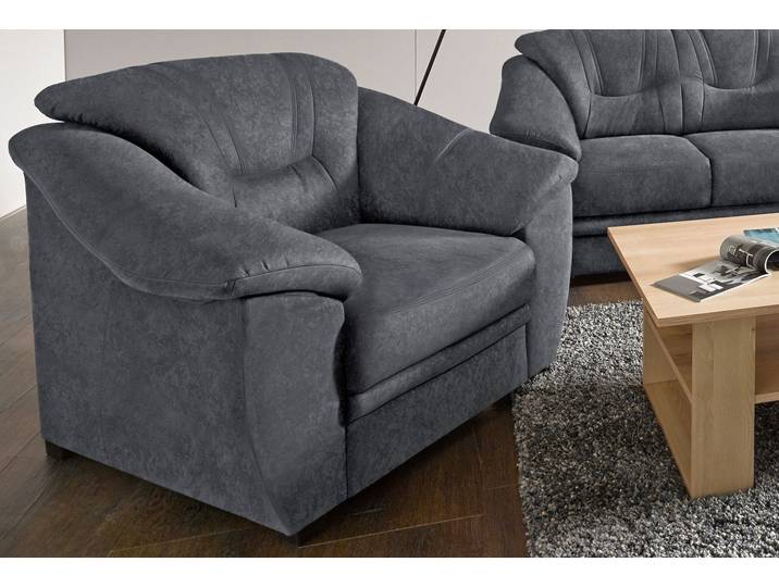 Sessel, Naturleder, Dunkelgrau, 103×90×90 cm, Hochwertige Polsterung, SIT & MORE