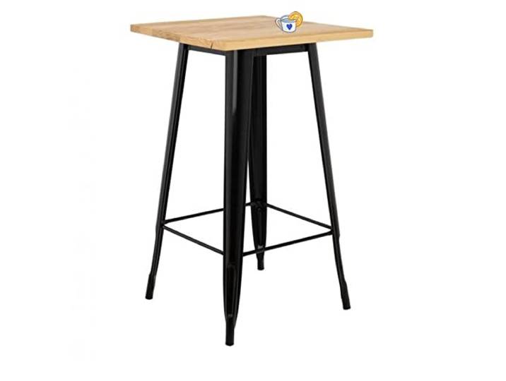 RELOVE Stehtisch, Holz, MDF Metall, Stehtisch, Eisen, Industrie-Design, hoher Tisch, quadratisch, 60 x 60 x 110 cm, für 2 bis 4 Personen