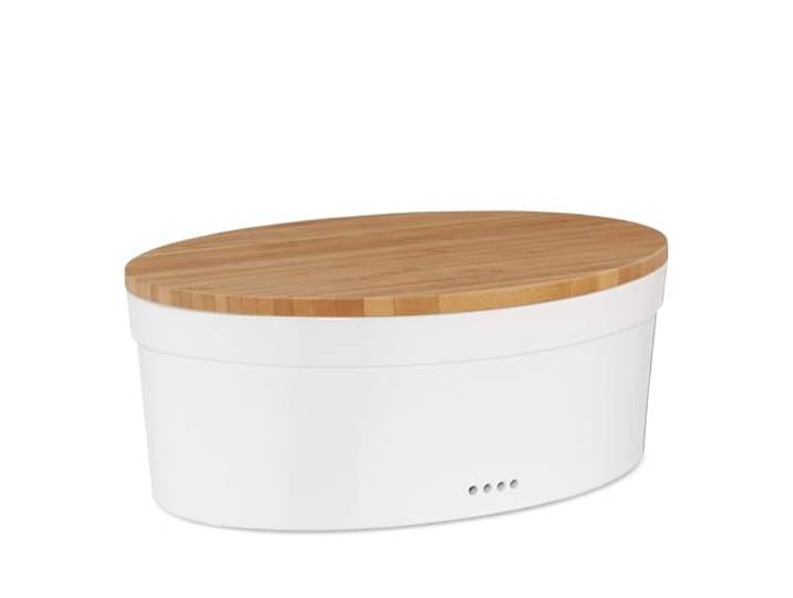 kela Keramik Brotkasten mit Lüftungslöcher 36,5x23,5x14cm, Brotbox Keramik, SALENA, Brottopf weiß