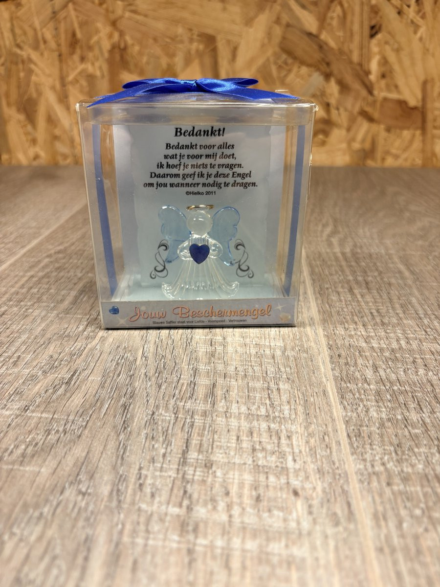 Sweet Lake Collection Beschermengel van Glas met Blauw Hart – Geluksengel Cadeau
