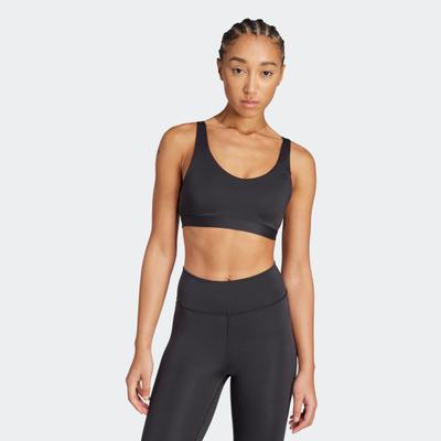 Sport-BH ADIDAS PERFORMANCE "ALL ME ESSENTIALS SPORT-BH, MITTLERER HALT", Damen, Gr. L, N-Gr, schwarz, Obermaterial: 85% Polyester, 15% Elasthan, BHs Sport-BH