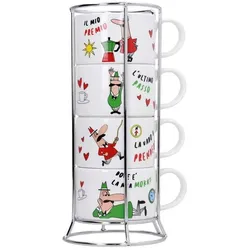 Bialetti, Tasse, Set 4 Cups Cappuccio Stackable (265 ml, 4x)