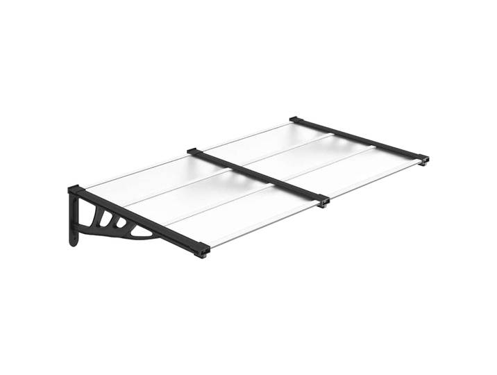 Auvent de porte noir et transparent 152,5x90 cm en polycarbonate pour extérieur, jardin, balcon, fenêtre, terrasse, décoration