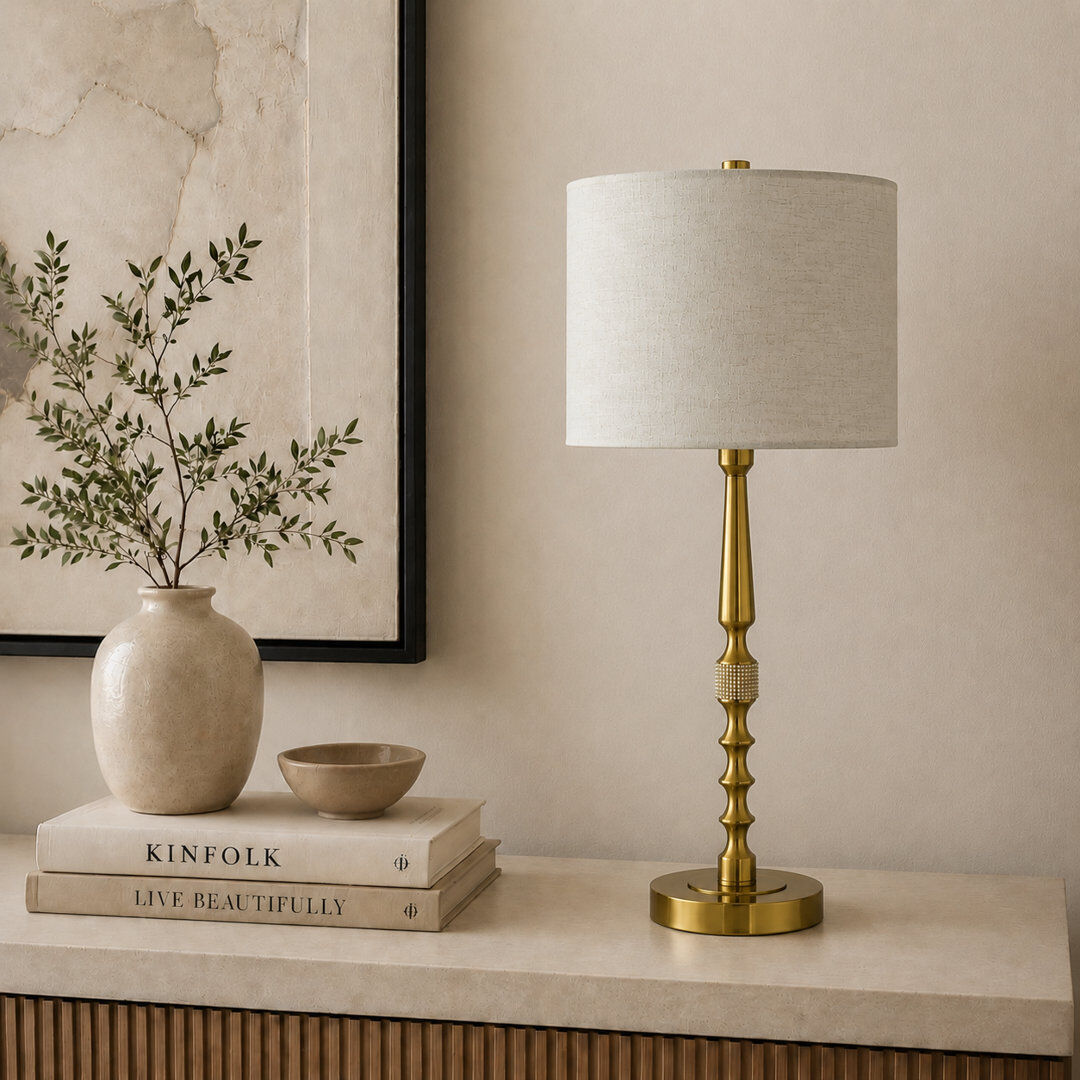 Canora Grey 62.5cm Metal Table Lamp brass 62.5cm H X 30cm W X 30cm D