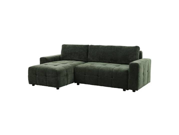 Canapé D'Angle Réversible 3p Convertible Tissu Vert – Joane