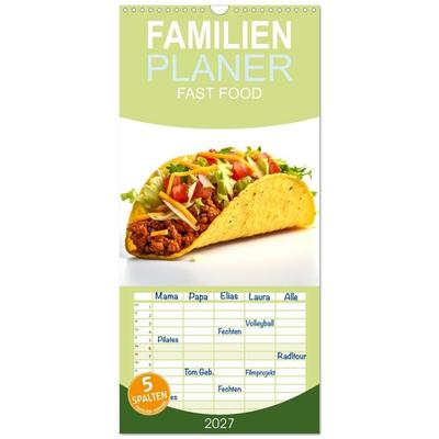 Familienplaner 2027 - FAST FOOD mit 5 Spalten (Wandkalender, 21 x 45 cm) CALVENDO