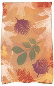 E by Design 18 x 30-inch, Watercolor Leaves, Floral Print Kitchen Towel