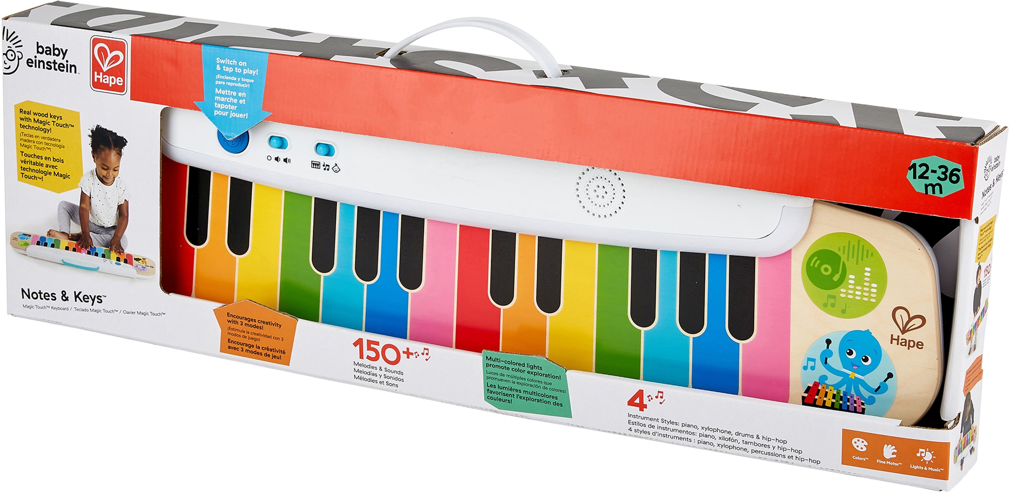 Spielzeug-Musikinstrument BABY EINSTEIN "Magisches Touch Keyboard", bunt, Spielzeug-MusikinstrumenteB:68cm H:6cm T:20cm, Holz, Kunststoff, Spielzeug-Musikinstrument, mit Licht & Sound, B:68cm H:6cm T:20cm