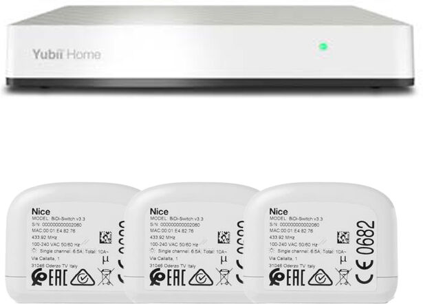 Nice Kit  Gestione Luci Smart Yubii Home Gateway Wifi Domotico + 3 Bidi-Switch